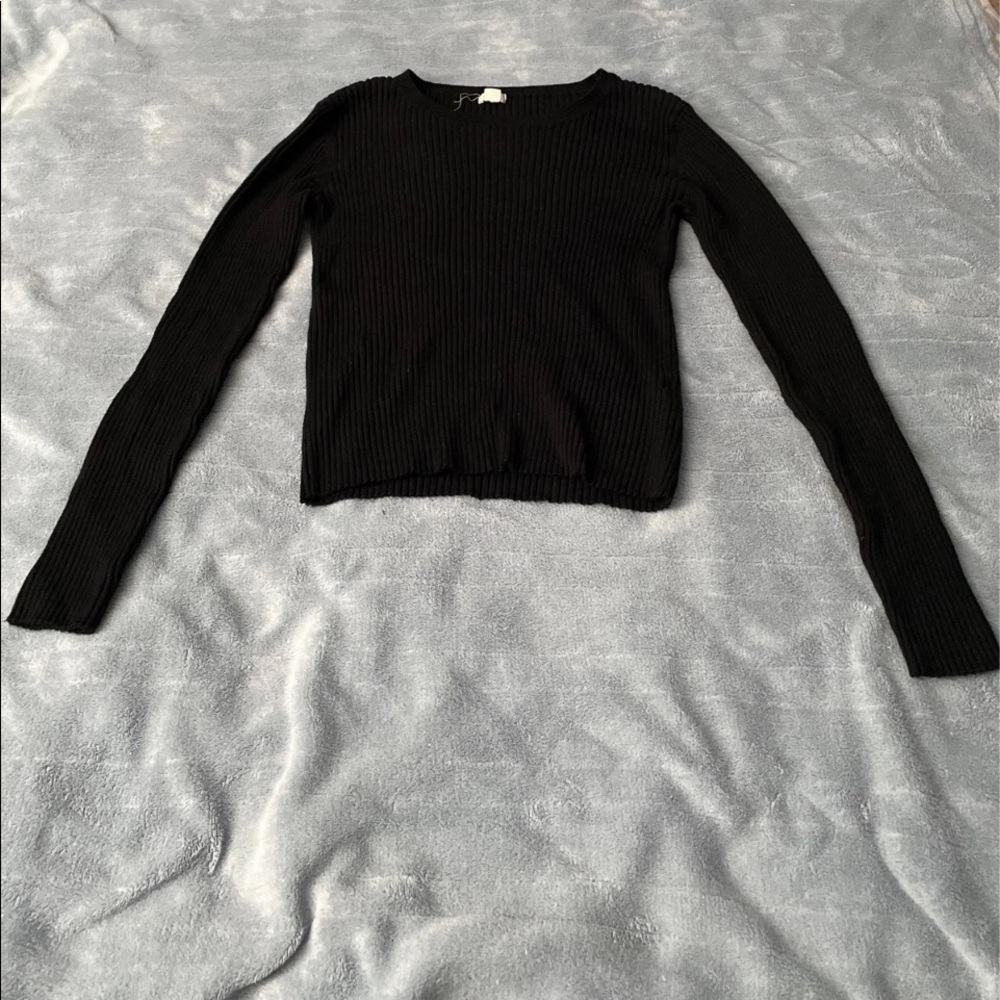 Womens Black Cropped Sweater